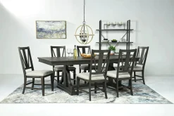 Mor Furniture Seating For 6|Dining Room Sets|Bay Creek Extendable Dining Table & 6 V-Back Chairs In Toasted Nutmeg