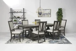 Mor Furniture Seating For 6|Dining Room Sets|Bay Creek Extendable Dining Table & 6 V-Back Chairs In Toasted Nutmeg