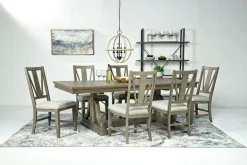 Mor Furniture Seating For 6|Dining Room Sets|Bay Creek Extendable Dining Table & 6 V-Back Chairs In Toasted Nutmeg