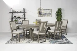 Mor Furniture Seating For 6|Dining Room Sets|Bay Creek Extendable Dining Table & 6 V-Back Chairs In Toasted Nutmeg