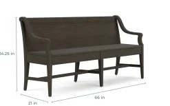 Mor Furniture Seating For 6|Dining Room Sets|Bay Creek Extendable Dining Table, 4 V-Back Chairs & High Back Bench In Graphite