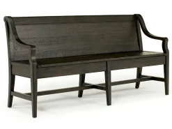 Mor Furniture Seating For 6|Dining Room Sets|Bay Creek Extendable Dining Table, 4 V-Back Chairs & High Back Bench In Graphite