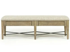 Mor Furniture Seating For 6|Dining Room Sets|Bay Creek Extendable Dining Table, 4 V-Back Chairs & High Back Bench In Graphite