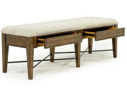 Mor Furniture Seating For 6|Dining Room Sets|Bay Creek Extendable Dining Table, 4 V-Back Chairs & High Back Bench In Graphite