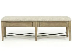 Mor Furniture Seating For 6|Dining Room Sets|Bay Creek Extendable Dining Table, 4 V-Back Chairs & High Back Bench In Graphite