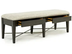 Mor Furniture Seating For 6|Dining Room Sets|Bay Creek Extendable Dining Table, 4 V-Back Chairs & High Back Bench In Graphite