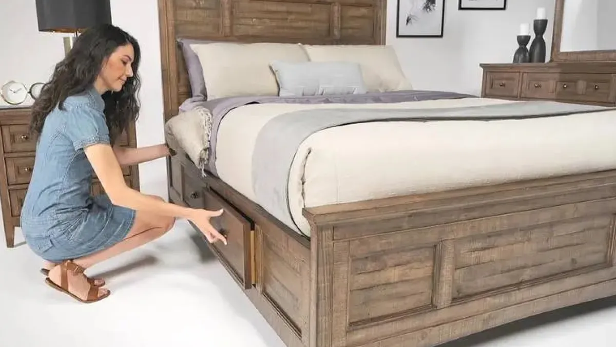 Mor Furniture Beds|Bay Creek Panel Bed In Light Gray, Queen