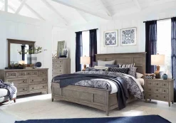 Mor Furniture Bedroom Sets|Bay Creek Panel Bed W/ Storage, Dresser, Mirror & Nightstand In Nutmeg, Queen Toasted Nutmeg