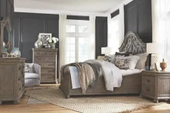 Mor Furniture Beds|Bellamy Arch Panel Bed In Charcoal, Eastern King