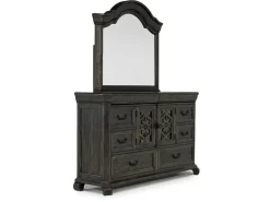 Mor Furniture Bedroom Sets|Bellamy Sleigh Bed, Dresser, Mirror & 4 Drawer Nightstand In , Queen Charcoal