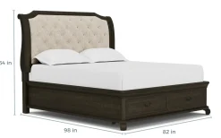 Mor Furniture Beds|Bellamy Sleigh Bed W/ Storage In White, Queen