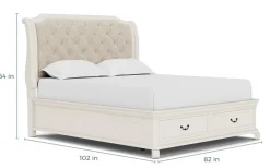 Mor Furniture Beds|Bellamy Sleigh Bed W/ Storage In White, Queen