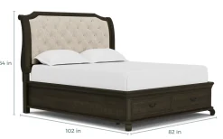 Mor Furniture Beds|Bellamy Sleigh Bed W/ Storage In White, Queen