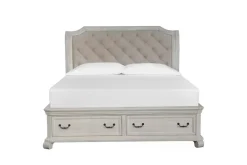 Mor Furniture Beds|Bellamy Sleigh Bed W/ Storage In White, Queen