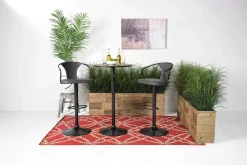 Mor Furniture Barstools|Seating For 2|Bentley Adjustable Height Round Pub Table In Black & 2 Eagle Barstools, Swivel