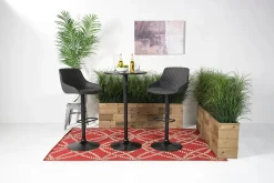 Mor Furniture Barstools|Seating For 2|Bentley Adjustable Height Round Pub Table In Black & 2 Eagle Barstools, Swivel