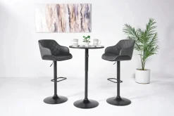 Mor Furniture Barstools|Seating For 2|Bentley Adjustable Height Round Pub Table In Black & 2 Eagle Barstools, Swivel