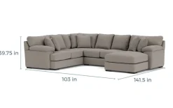 Mor Furniture Sectionals|Bermuda Tux Loveseat Chaise Sectional Ii In , Left Facing Victory Sterling