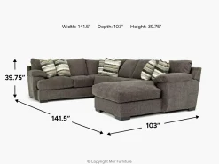 Mor Furniture Sectionals|Bermuda Tux Loveseat Chaise Sectional Ii In , Left Facing Victory Sterling
