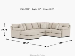 Mor Furniture Sectionals|Bermuda Tux Loveseat Chaise Sectional, Left Facing, Down - Custom Order