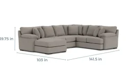 Mor Furniture Sectionals|Bermuda Tux Loveseat Chaise Sectional, Left Facing, Down - Custom Order