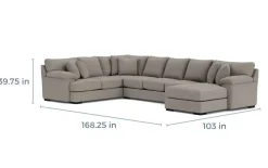 Mor Furniture Sectionals|Bermuda Tux Sofa Chaise Sectional In , Left Facing Victory Sterling
