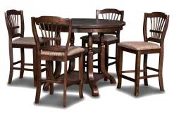 Mor Furniture Seating For 4|Round Dining Sets|Bixby Round Counter Height Dining Table & 4 Stools In Espresso
