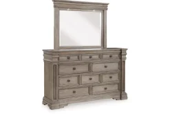 Mor Furniture Bedroom Sets|Blairhurst Panel Bed, Dresser, Mirror & Nightstand In Light Grayish Brown, Queen