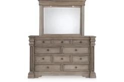 Mor Furniture Bedroom Sets|Blairhurst Panel Bed, Dresser, Mirror & Nightstand In Light Grayish Brown, Queen