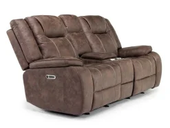 Mor Furniture Reclining Loveseats|Loveseats|Blake 2 Power Console Loveseat In Reina Bark
