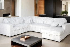 Mor Furniture Sectionals|Bliss Tux Loveseat Chaise Sectional In Mist Gray
