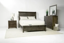 Mor Furniture Bedroom Sets|Blue Ridge Panel Bed, Dresser, Mirror & Nightstand In Rustic Gray, Queen