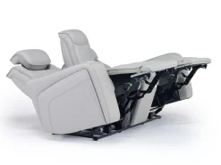 Mor Furniture Reclining Loveseats|Loveseats|Bowden 2 Power Console Loveseat W/ Cooler In Blanca Light Gray Leather