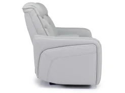 Mor Furniture Reclining Loveseats|Loveseats|Bowden 2 Power Console Loveseat W/ Cooler In Blanca Light Gray Leather