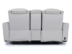 Mor Furniture Reclining Loveseats|Loveseats|Bowden 2 Power Console Loveseat W/ Cooler In Blanca Light Gray Leather
