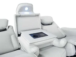 Mor Furniture Reclining Sofas|Sofas|Bowden 2 Power Sofa W/ Drop Down Table In Blanca Light Gray Leather