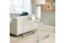Mor Furniture Sofa & End Tables|Bowie End Table In Clear Acrylic/Brushed Stainless Steel