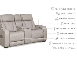 Mor Furniture Reclining Loveseats|Loveseats|Boyington 2 Power Console Loveseat In Gray Leather