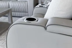 Mor Furniture Reclining Loveseats|Loveseats|Boyington 2 Power Console Loveseat In Gray Leather