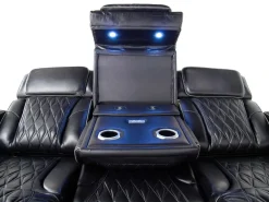 Mor Furniture Reclining Sofas|Sofas|Boyington 2 Power Sofa W/ Drop Down Table In Black Leather