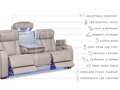 Mor Furniture Reclining Sofas|Sofas|Boyington 2 Power Sofa W/ Drop Down Table In Black Leather