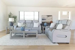 Mor Furniture Reclining Sofas|Sofas|Boyington 2 Power Sofa W/ Drop Down Table In Black Leather