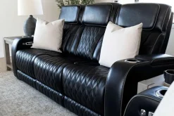 Mor Furniture Reclining Sofas|Sofas|Boyington 2 Power Sofa W/ Drop Down Table In Black Leather
