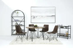 Mor Furniture Seating For 4|Round Dining Sets|Brennan Round Dining Table & 4 Chairs In Theo Slate