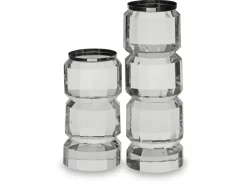 Mor Furniture Candle Holders|Brentley Candleholders In Clear Crystal Silver, Set Of 2