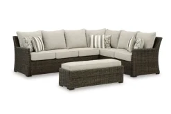 Mor Furniture Outdoor Sectionals|Brook Ranch Outdoor 3 Piece Sectional Set In Brown