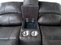 Mor Furniture Reclining Loveseats|Loveseats|Brookings 2 Power Console Loveseat In Brown