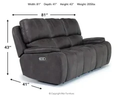 Mor Furniture Reclining Sofas|Sofas|Brookings 2 Power Sofa In Charcoal Gray
