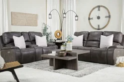 Mor Furniture Reclining Sofas|Sofas|Brookings 2 Power Sofa In Charcoal Gray