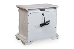 Mor Furniture Bedroom Sets|Bruchandi Upholstered Panel Bed, Dresser, Mirror & Nightstand In Antique White, Queen